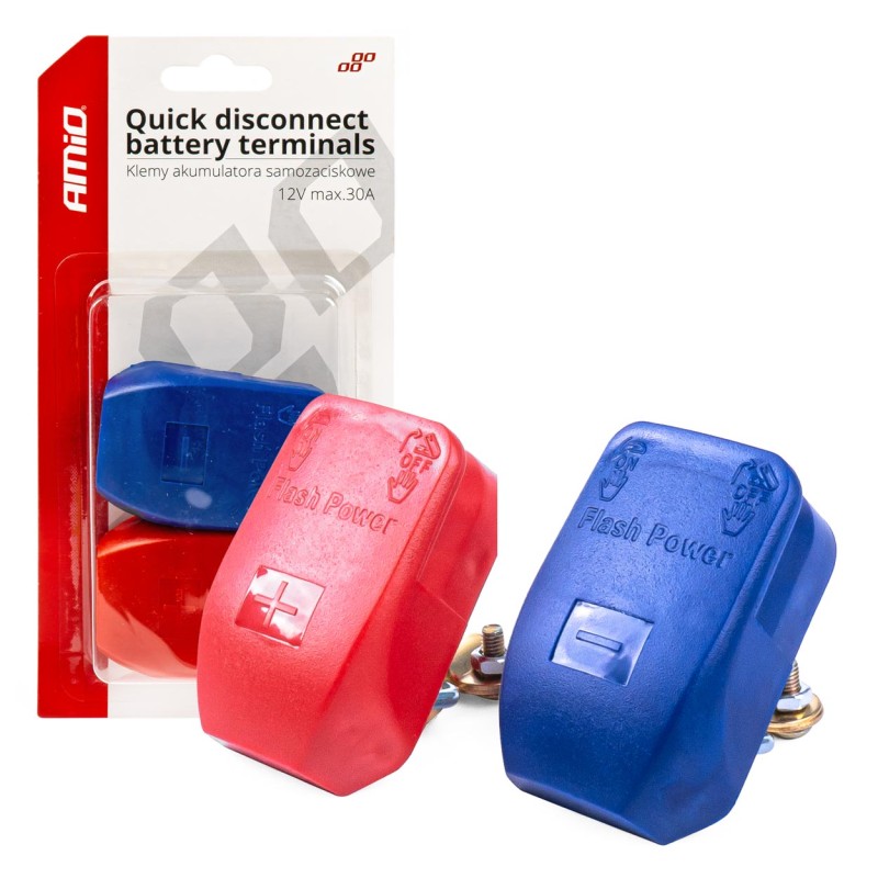 Klemy akumulatora samozaciskowe / Isulated Quick Disconnect Battery Terminals 2 pcs 03020