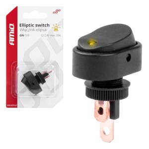 Włącznik elipsa z podświetleniem żółtym blister / elliptic switchwith yellow Light 12/24V max 30A ON/OFF BU11 03088