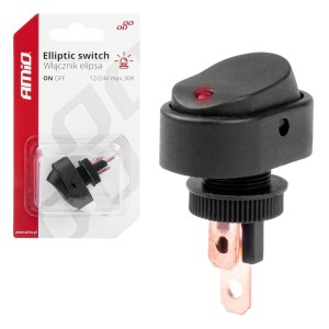 Włącznik elipsa z podświetleniem czerwonym blister / elliptic switch with Red Light 12/24V max30A ON/OFF BU12 03089