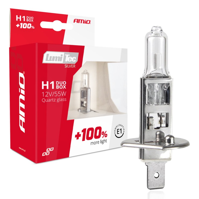 Żarówki halogenowe / Halogen bulbs H1 12V 55W LumiTec SILVER +100% DUO 01401