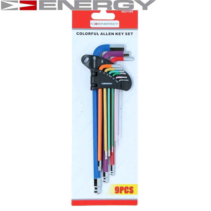 KLUCZE HEX IMBUSOWE 9 ELEMENTÓW KOLOROWE NE01059