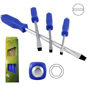 Wkrętaki płaskie 4 szt. z sześciokątem D.50902