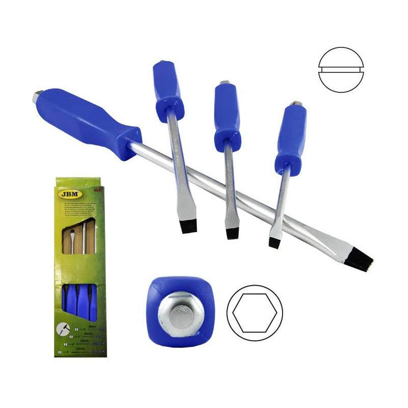 Wkrętaki płaskie 4 szt. z sześciokątem D.50902