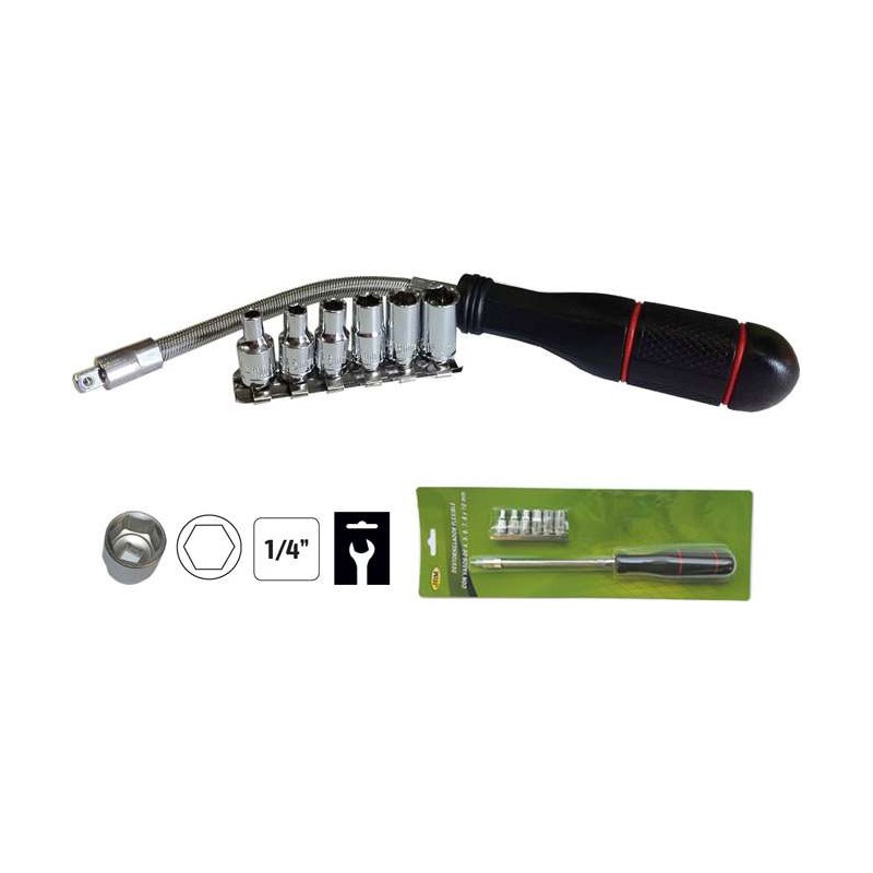 Wkrętak giętki z nasadkami 4-10 mm D.52170