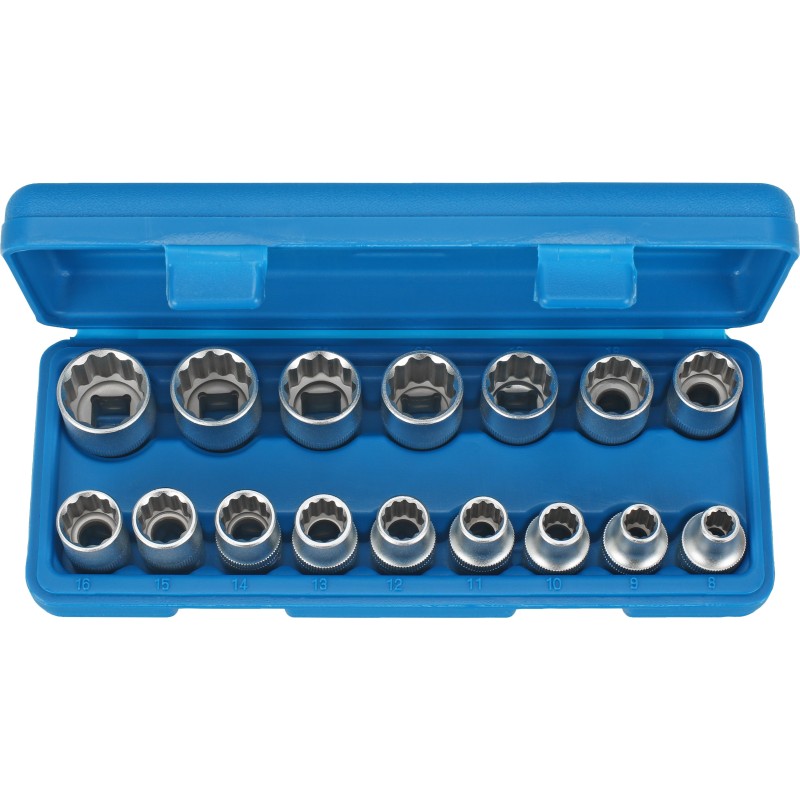 Nasadki 12-kątne` 8-24 mm` 1/2`` 16 szt C.1016-12K