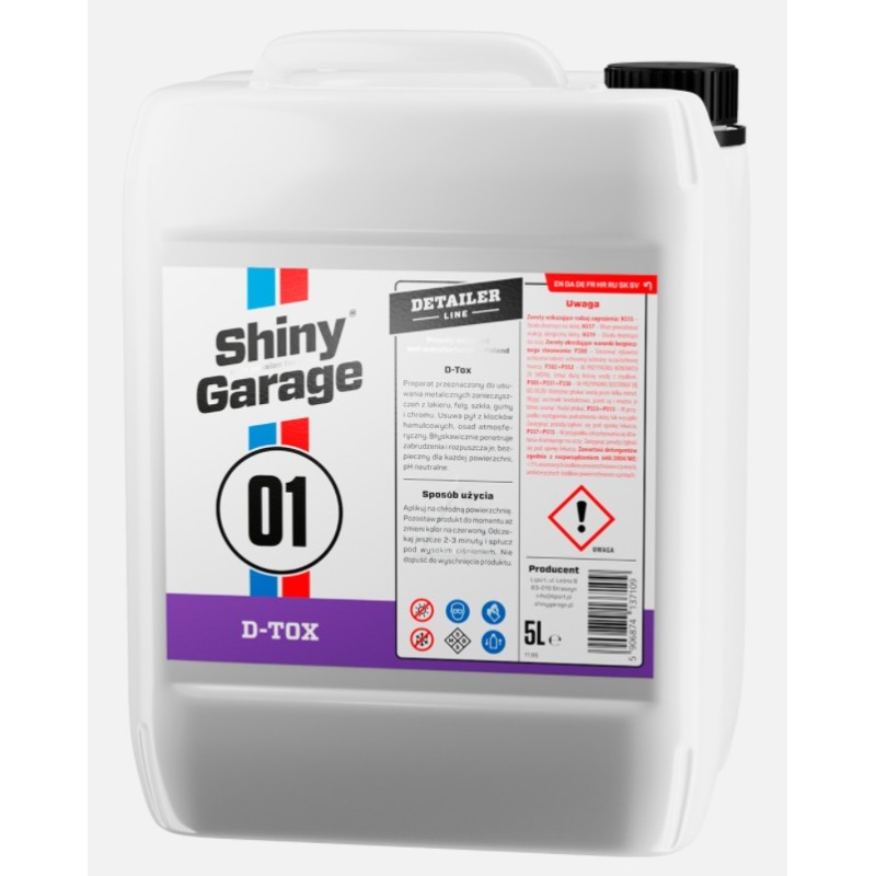 Shiny Garage D-Tox Iron & Fallout Remover - deironizacja oraz usuwanie lotnej rdzy 5L SG137109