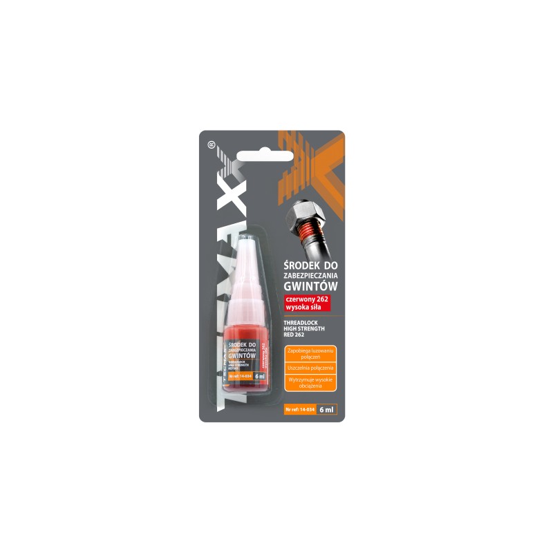 TECMAXX - Środek do Zabezpieczenia gwintów Czerwony - Trwały 6ml AM-14-034