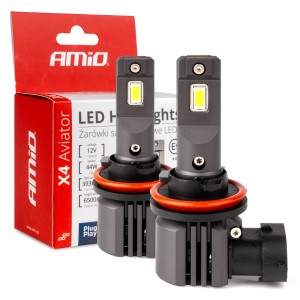 Żarówki samochodowe LED seria X4 Aviator H8 H9 H11 H16 6500K Canbus 03765