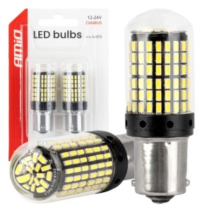 Żarówki LED CANBUS BA15S P21W R10W R5W 600LM 144SMD białe 12V 24V 04473