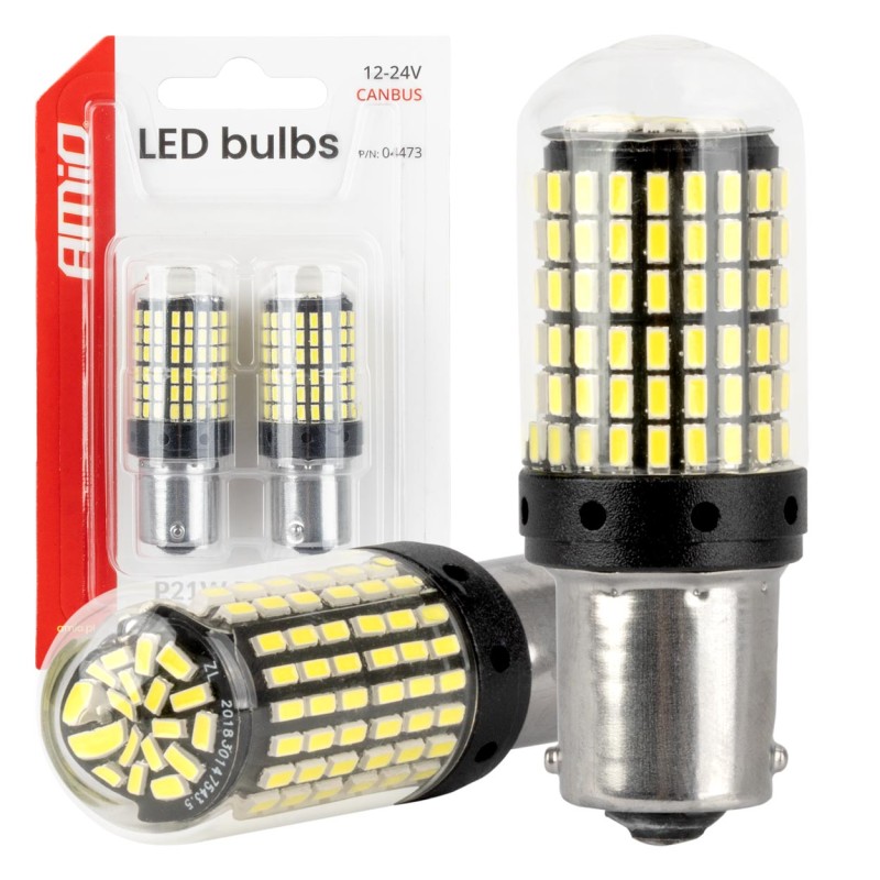 Żarówki LED CANBUS BA15S P21W R10W R5W 600LM 144SMD białe 12V 24V 04473
