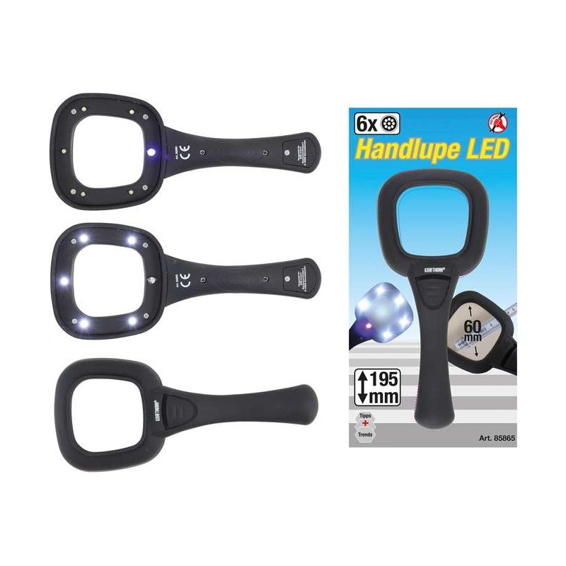 Lupa ręczna 50x50 mm` z podświetleniem` ultrafiolet B.85865