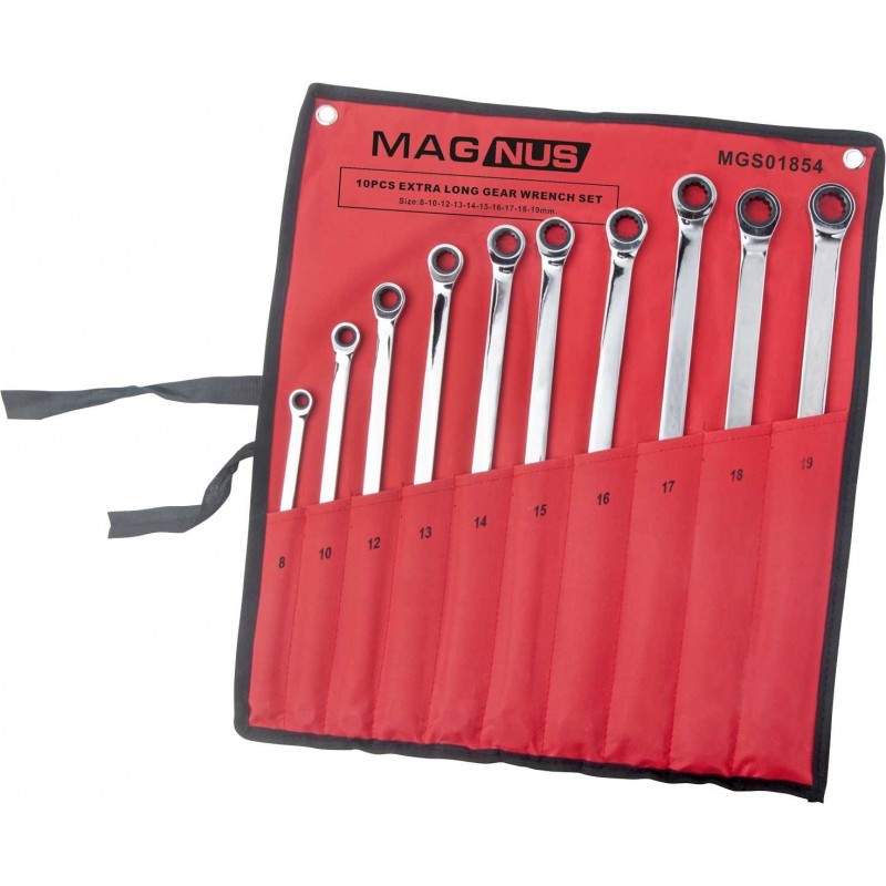 Zestaw 10 kluczy dłlugich do napinaczy XXL z grzechotką MGS01854