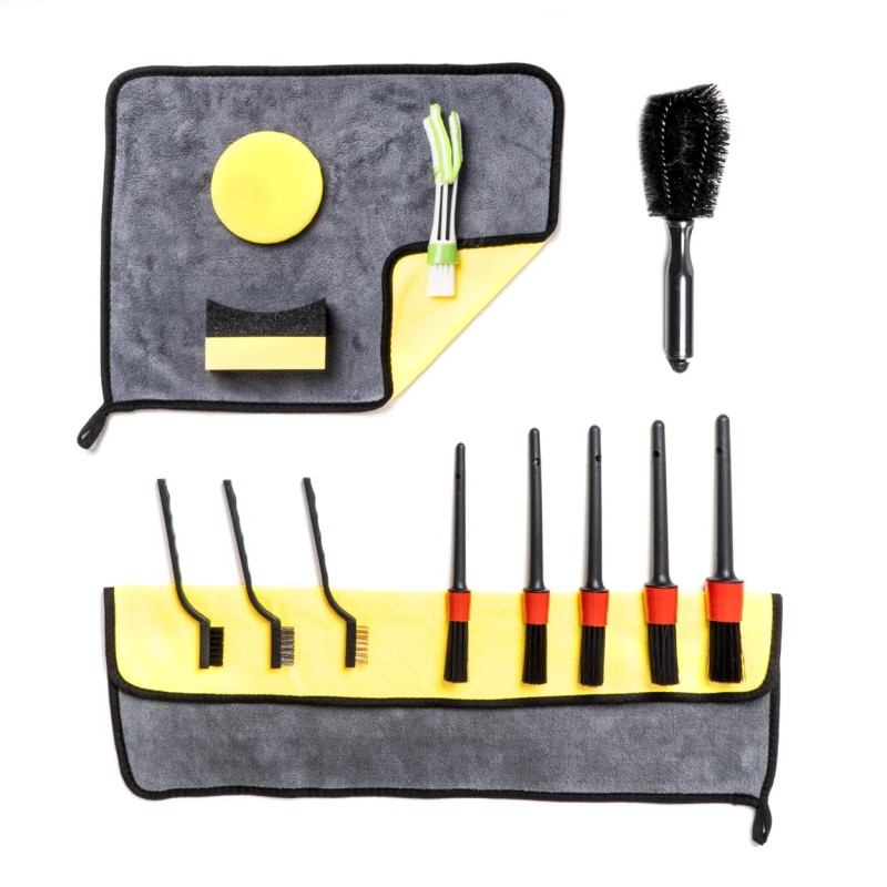 Zestaw do detailingu duży / Car detailing mix brush` sponge and microfiber set 14pcs 03100
