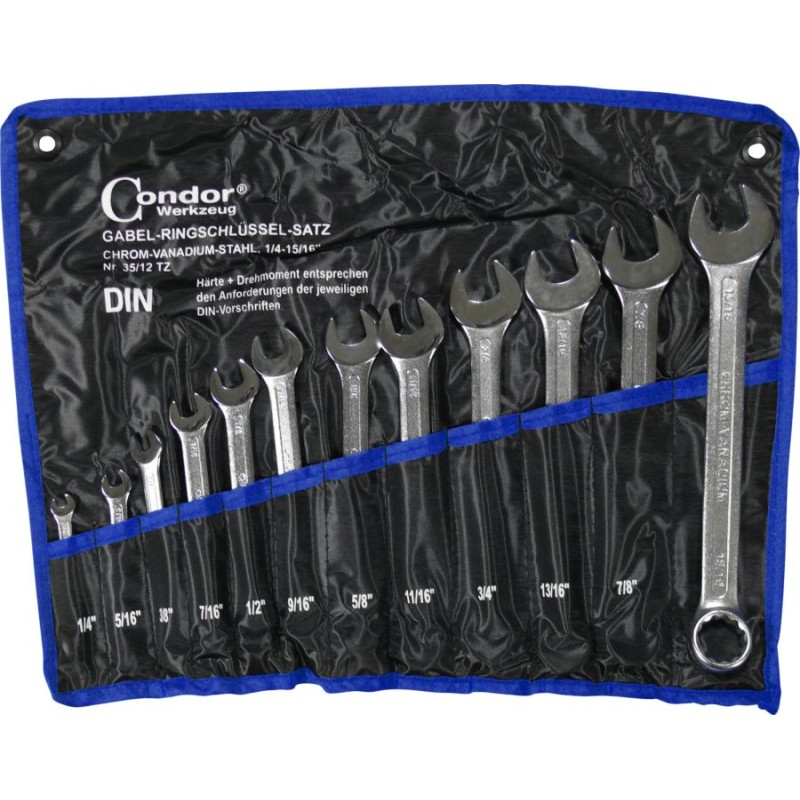 Klucze płasko oczk. 1/4`-15/16`` 12szt. C.35/12tz