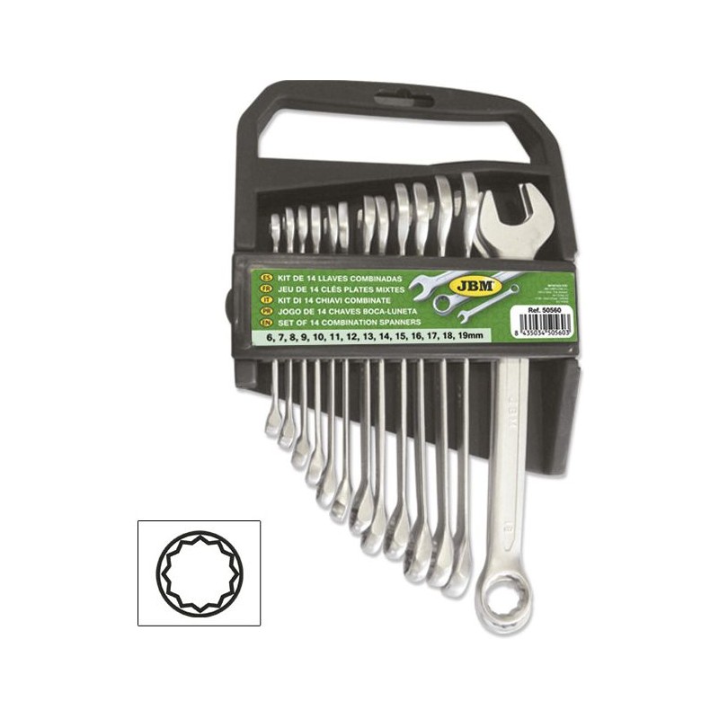 Klucze płasko oczk. 6-19 mm` 14 szt. D.50560