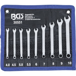 Klucze płasko oczkowe 4-10 mm` 9 szt.` precyzyjne B.30551