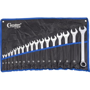 Klucze płasko oczkowe 6-24 mm` 17 szt.` chrom C.35-17T