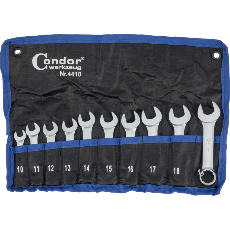 Klucze płasko oczkowe krótkie 10-19 mm` 10 szt. satynowe C.4410