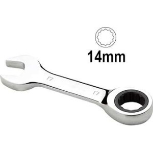 Klucz oczkowy płaski krótki 14mm z grzech D.13495