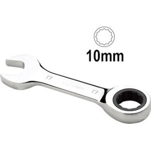 Klucz oczk. płaski krótki` 10 mm z grzechotką D.13491