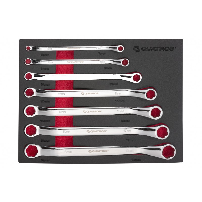 Zestaw 7szt. kluczy oczkowych specjalnych odgiętych 6-19mm QS50403