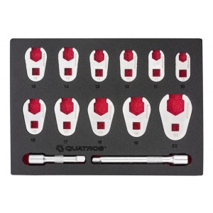 Zestaw 13szt. kluczy 3/8` oczkowych otwartych typu V 10-22mm QS50637