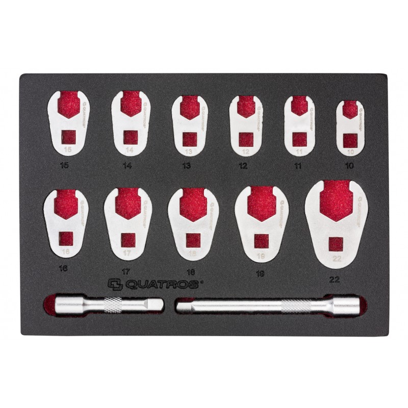 Zestaw 13szt. kluczy 3/8` oczkowych otwartych typu V 10-22mm QS50637