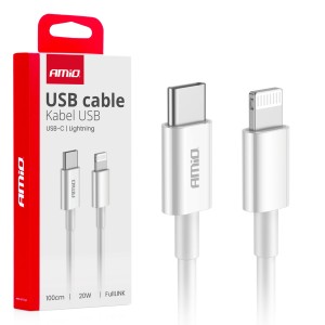 Kabel do ładowania USB-C - LIGHTNING IPHONE PD 20W 100cm FullLINK  03898