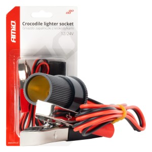 Adapter gniazda zapalniczki z wyjściem na krokodylki 12V 24V 100cm AMIO-03804 03804